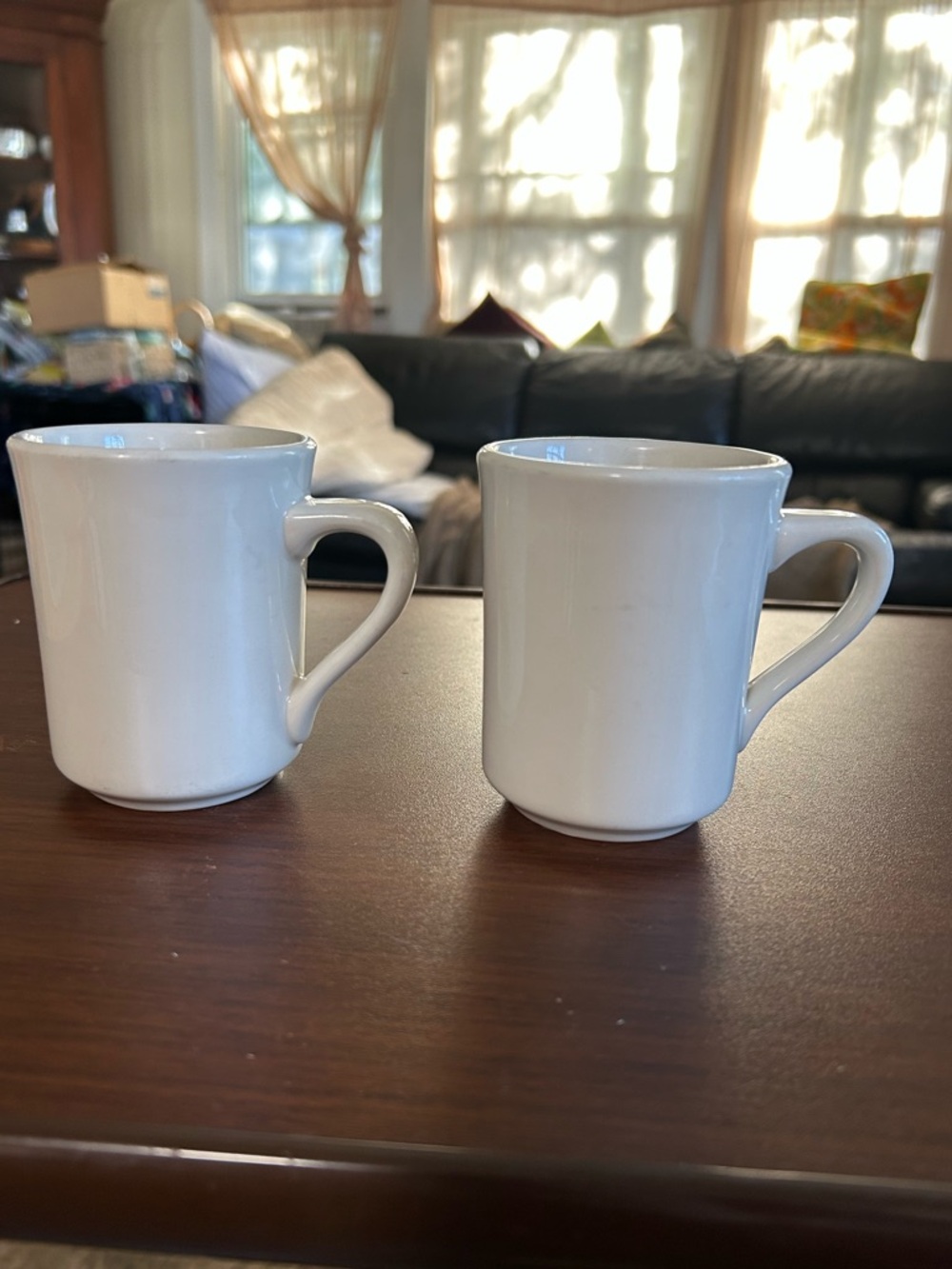 Vintage Syracuse China White Ceramic diner Coffee Mugs - Set of 2, holds 80Z